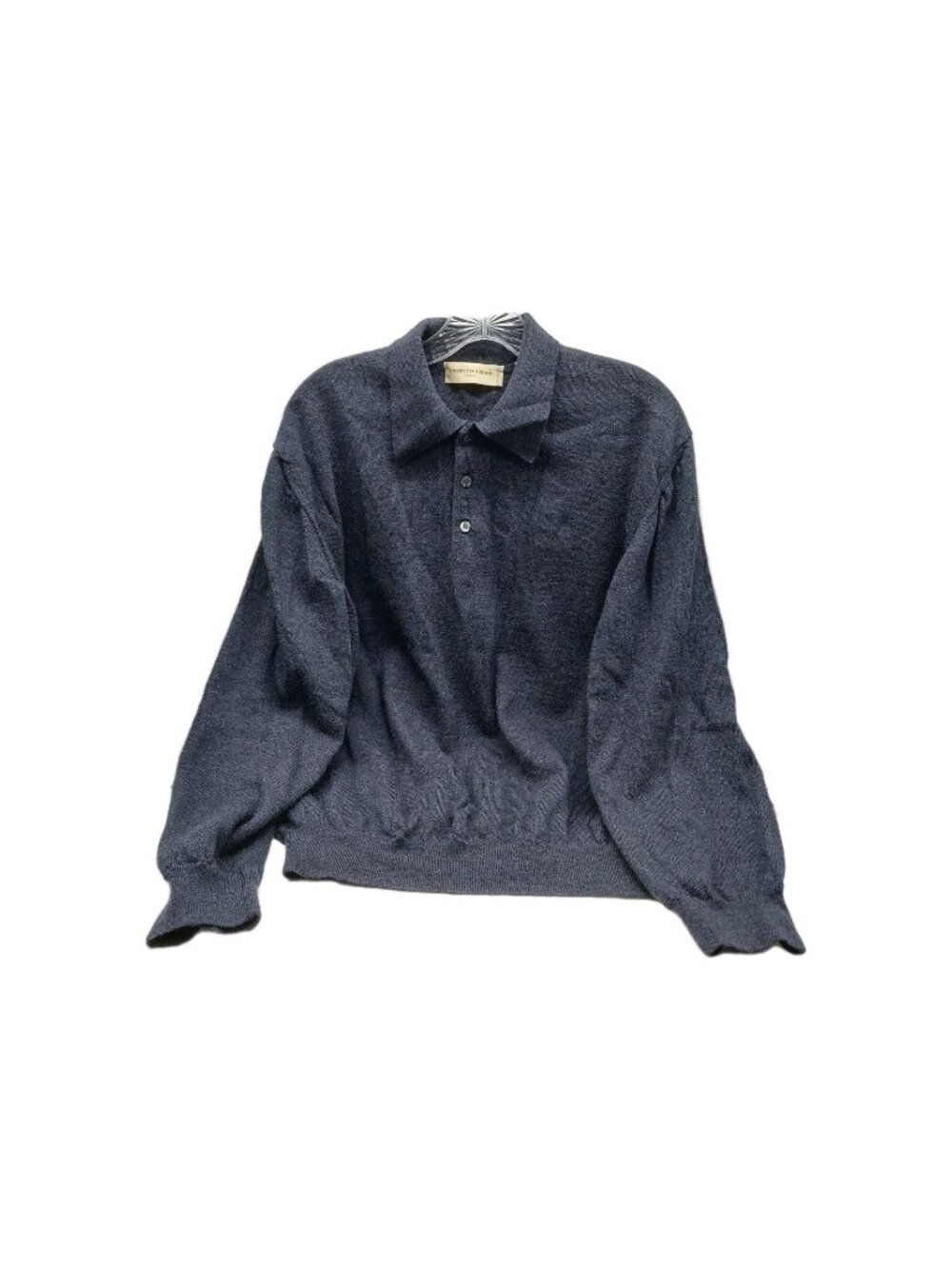 Pronto Uomo mens Grey Collar Sweater Pullover Wool Knit Long Sleeve Size XL